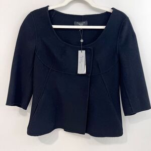 Talbots Wool Blazer Cardigan 8 Petite Rounded Neckline